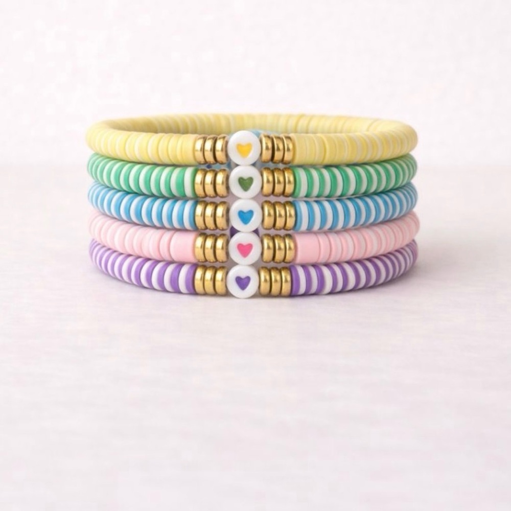 Colorful Heart Beaded Bracelet Set